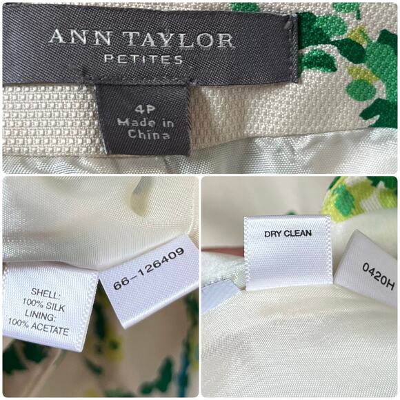 Ann Taylor Silk Shell Full Lined Floral Print Pleated A Line Skirt Petite Size 4 - Picture 11 of 12